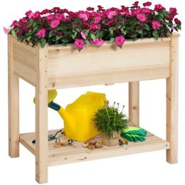 34" x 18.1" x 30" Beige Wood Composite Raised Garden Kit