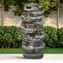 33&quot; Outdoor Fountain Rockery Shower Outdoor Water Fountain with LED for Home