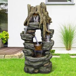 47&quot; Tall Indoor/Outdoor Water Fountain Rainforest Waterfall with LED Lights