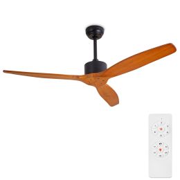Remote Control 52&rdquo; Wood Ceiling Fan Outdoor Ceiling Fan Without Light for Patio Moisture-proof Farmhouse Ceiling fan for Living Room Bedroom Kit