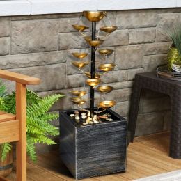 Metal Water Fountain Floor-Standing Water Fountain for Indoor/Outdoor Art Decor