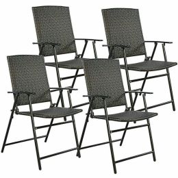 Set of 4 Rattan Folding Chair