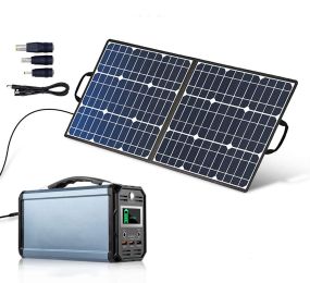 300W Solar Generator, FlashFish 60000mAh Portable Power Station Camping Potable Generator with 50W 18V Portable Solar Panel, Flashfish Foldable Solar