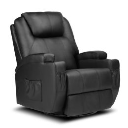Leather Massage Chair Full Body Recliner Chair Zero Gravity Single Sofa Black YF