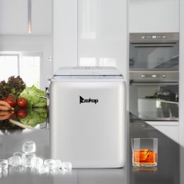 120V 150W 44lbs/20kg/24h Ice Maker ABS Transparent Cover/Display Commercial/Home Silver