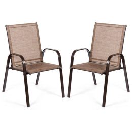 2 Pieces Patio Outdoor Dining Chair with Armrest