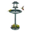 51*51*106cm Plastic Round Birdbath with Solar Ligh Dark Green