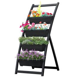 Vertical Elevated Planter with 4-Tiered Planter Boxes;  Raised Garden Bed 4FT Self Watering Garden Pots for Plants Herb Vegetable Fruit