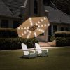 3 Tiers And 8 Ribs Outdoor Umbrella With 32 LED Lights; Patio Table Umbrella with Push Button Tilt And Crank; Beige