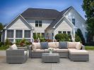 7 Pieces Patio Furniture Set; All-Weather Outdoor Sectional Sofa; Manual Weaving PE Wicker Rattan Patio Conversation Sets with Light Brown Cushion and