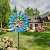 33*17*190cm Iron Petal Shape Single Layer Turntable Rotatable Courtyard European Windmill Lake Blue