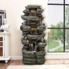 47&rdquo; Tall Indoor/Outdoor Water Fountain Waterfall simulated rock With LED