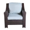 Outdoor Patio Garden Wicker Club Chair with Cushions; Set of 2; Light Blue