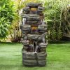 47&rdquo; Tall Indoor/Outdoor Water Fountain Waterfall simulated rock With LED