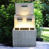 3-Tiered Floor Indoor/Outdoor Water Fountain Metal Water Fountain with LED