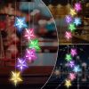 Wind Chime Solar Light Color Changing LED Solar Mobile Blue Star Wind Chime Solar Light Wind Mobile Portable Waterproof Outdoor Decorative Romantic Wi