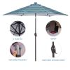 Outdoor Patio 8.7-Feet Market Table Umbrella with Push Button Tilt and Crank; Blue Stripes With 24 LED Lights[Umbrella Base is not Included]