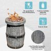 Fire Pit with Faux Wood Textures; Outdoor 10 inch Round wood Tabletop Gas Firebowl; 10; 000 BTU