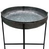 26 Inch Wide Round Tray Planter; Galvanized Iron Frame; X Shape Base; Gray; Black; DunaWest