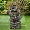 47&quot; Tall Indoor/Outdoor Water Fountain Rainforest Waterfall with LED Lights