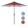 Outdoor Patio 8.7-Feet Market Table Umbrella with Push Button Tilt and Crank; Red Stripes With 24 LED Lights[Umbrella Base is not Included]