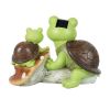 Garden Statue Cute Frog Face Turtles Figurines; Solar Powered Resin Animal Sculpture with 3 Led Lights for Patio; Lawn
