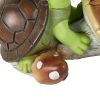 Garden Statue Cute Frog Face Turtles Figurines; Solar Powered Resin Animal Sculpture with 3 Led Lights for Patio; Lawn
