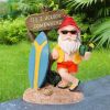 Surfing Garden Gnome Resin Statues Funny Beach Theme Dwarf Gnome Outdoor Decor