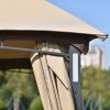 TOPMAX 10ft W*12ft L Outdoor Double Vents Gazebo Patio Metal Canopy with Screen and LED Lights for Backyard; Poolside; Brown