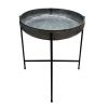 26 Inch Wide Round Tray Planter; Galvanized Iron Frame; X Shape Base; Gray; Black; DunaWest