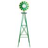 8FT Weather Resistant Yard Garden Windmill Green