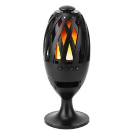 LED Flame Speakers Torch Wireless Speaker Waterproof Stereo Bass Speaker Outdoor Light-Up Speaker Atmosphere LED (Color: Black)
