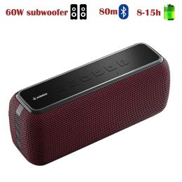 X8 60W Powerful Portable Outdoor Wireless Bluetooth Speaker TWS Hifi Home Theater System Music Sound Box Soundbar For TV (Color: Red)