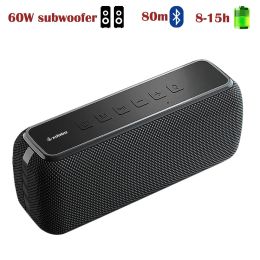 X8 60W Powerful Portable Outdoor Wireless Bluetooth Speaker TWS Hifi Home Theater System Music Sound Box Soundbar For TV (Color: Black)