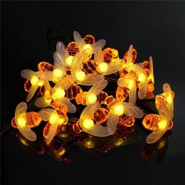 Honey Bee Shaped Waterproof Solar String Fairy Lights (Option: Bee)
