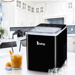Ice Maker Black Plastic Transparent Cover/Display Commercial/Household XH (Color: Black)
