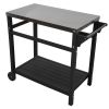 Outdoor Prep Dining Table; Movable Pizza Oven Stand;  Stainless Steel Patio Bar Cart; Patio Grilling Backyard BBQ Grill Cart