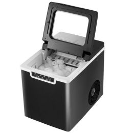 26Lbs/24H Portable Ice Maker Machine with Scoop and Basket (Color: Black)
