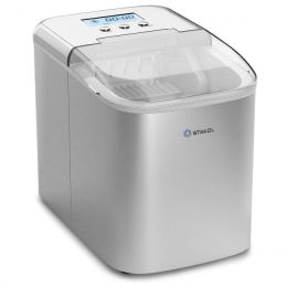 26 lbs Countertop LCD Display Ice Maker with Ice Scoop (Color: Sliver)
