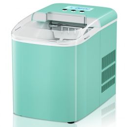 26 lbs Countertop LCD Display Ice Maker with Ice Scoop (Color: Green)