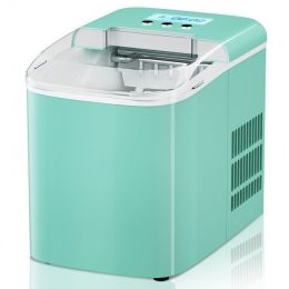 26 lbs Countertop LCD Display Ice Maker with Ice Scoop (Color: Green)