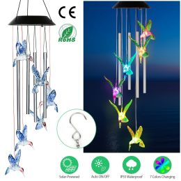 Solar Wind Chime Lights Butterfly Lamp 7 Color Changing String Lights (Option: Bluehummingbird)