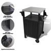HDPE Barbecue/Grill Side Table Trolley;  Outdoor Prep Dining Table Serving Cart with 304 Stainless Steel Top;  Outdoor Kitchen Storage Island for Gard