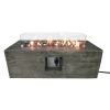 Living Source International Concrete Propane/Natural Gas Fire Pit Table with Glass