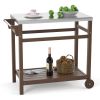 Outdoor Prep Cart Dining Table for Pizza Oven, Patio Grilling Backyard BBQ Grill Cart